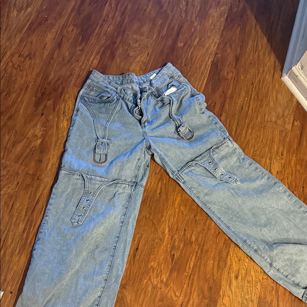 SHEIN Light Blue Wide Leg Pants